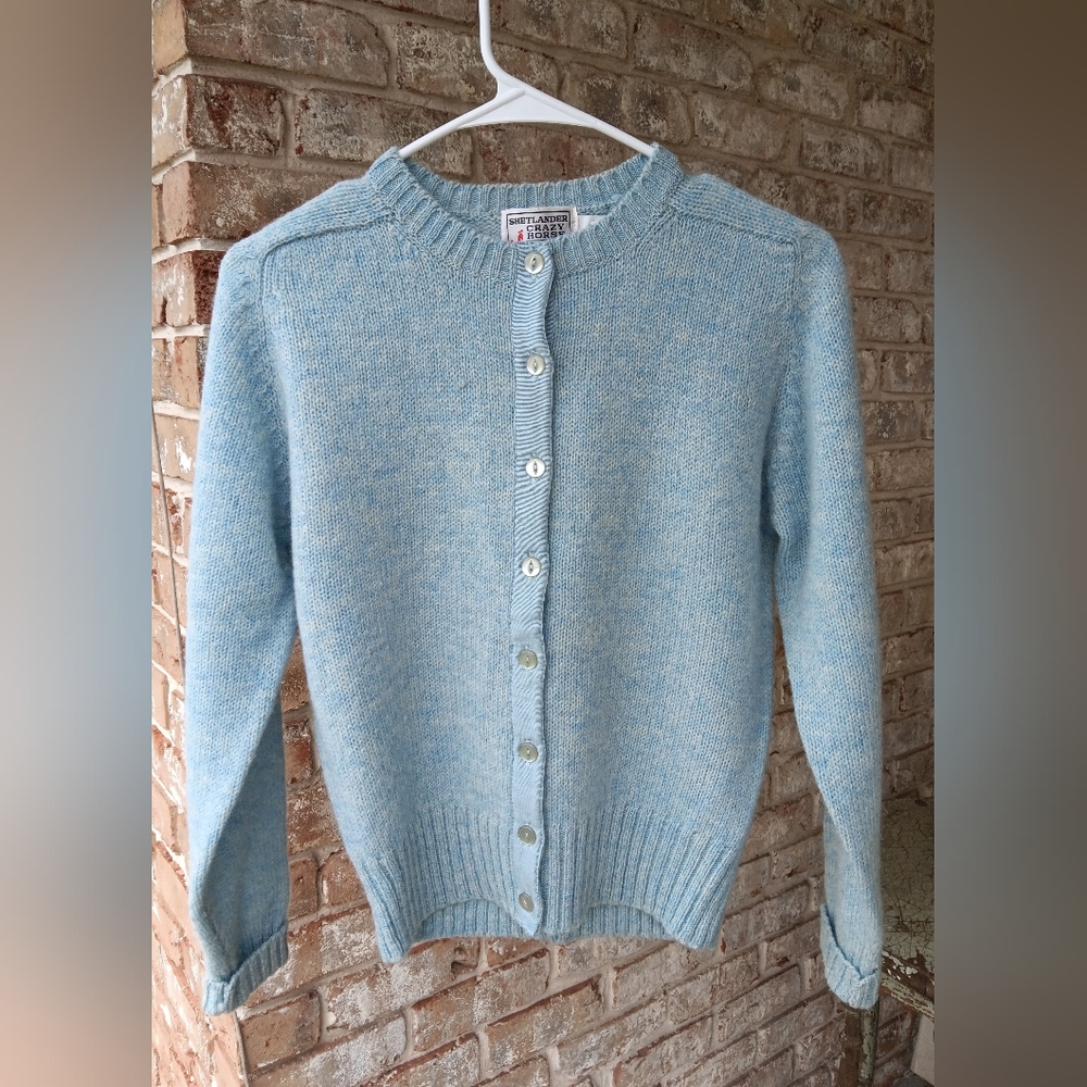 Shetlander Light Blue Wool Cardigan